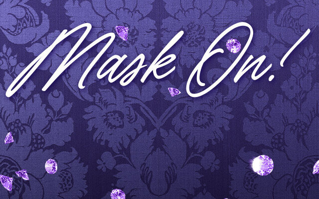 “Mask On! Be the baddie of the ball this season” campaign headline over a purple floral background. Option to press play for the video. NYX Bridgerton collection makeup products including blushes, highlighters, glosses, and liners arranged together.