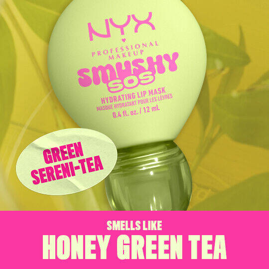 NYX Professional Makeup Smushy SOS Hydrating Lip Mask, Green Sereni-tea, honey green tea scent