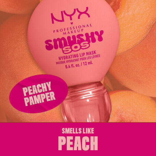 NYX Professional Makeup Smushy SOS Hydrating Lip Mask, Peachy Pamper, peach scent