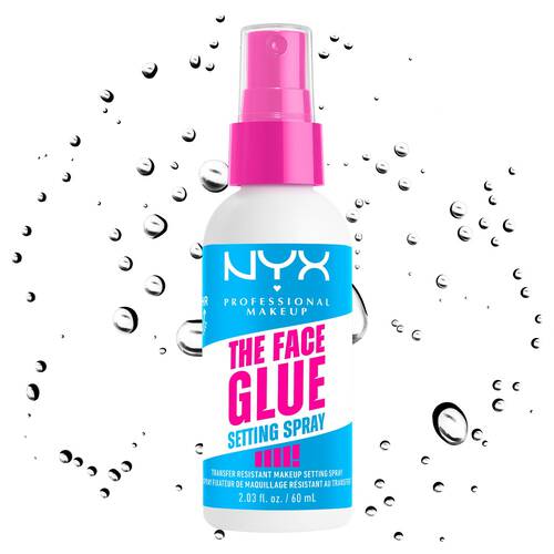Opakowanie The Face Glue Supertwałego Sprayu Utrwalającego od NYX PM.