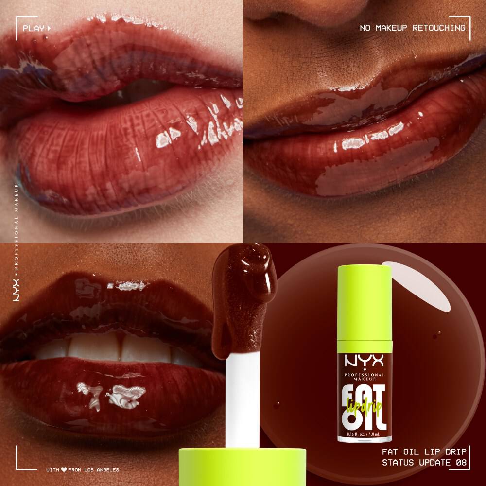 Olejek do ust Fat Oil Lip Drip w brązowym kolorze na ustach