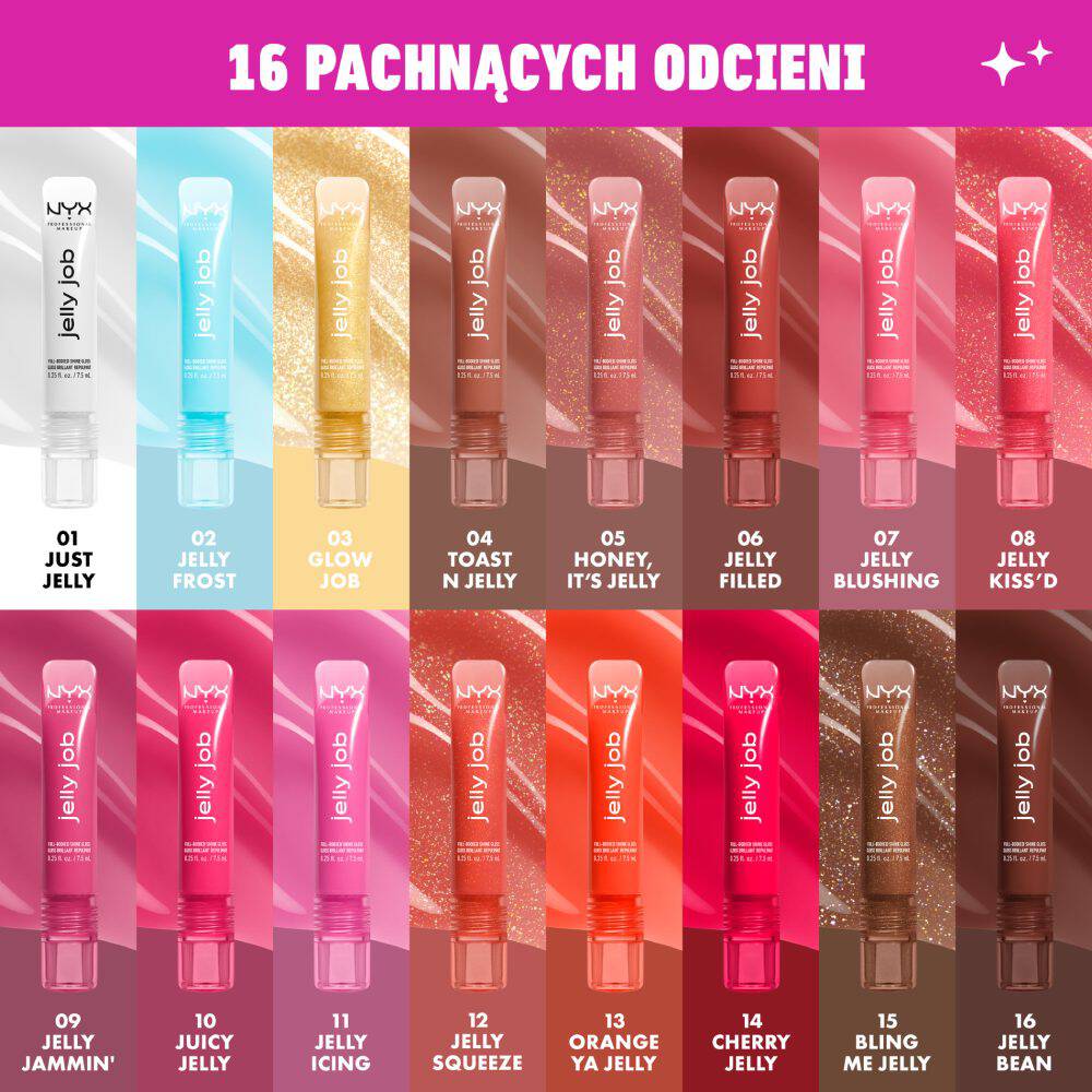 NYX PM Jelly Job błyszczyk do ust w 16 odcieniach
