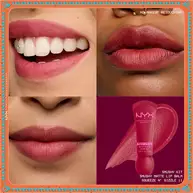 Siatka zbliżeń na usta na rożnych odcieniach skory pomalowanych balsamem z zestawu NYX Professional Makeup Holiday Smushy Kit dcieniu 07 Swipe 2 Smooth.