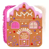 Pojedyncza paleta „Buttermelt Face Palette” (pudełko w kształcie piernikowego domku) obok małego fragmentu jej zawartości w odcieniu 01 Light/Medium